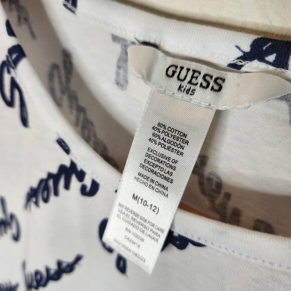 NWT Guess Kids Girls Medium (10-12) White Graphic Crop Top - Picture 2 of 5